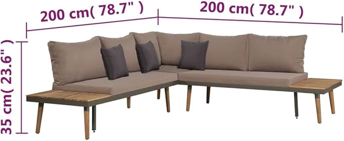Patio Lounge Set with Cushions,Outdoor Tables and Chairs,Outdoor Furniture Sets,Patio Conversation Sets,for Garden,Deck,Backyard,4 Piece Solid Acacia Wood Brown