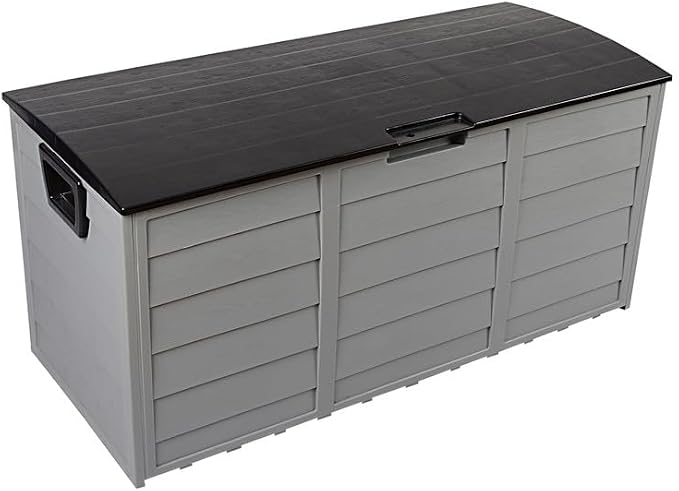 NOLLAM 75 Gallon Deck Box Outdoor Storage Box, Water Resistant Package Outside Deck Boxes Storage Box w/Lid & Side Handles & Wheels, Porch Furniture for Patio, Pool Accessories, Garden Tools, Black