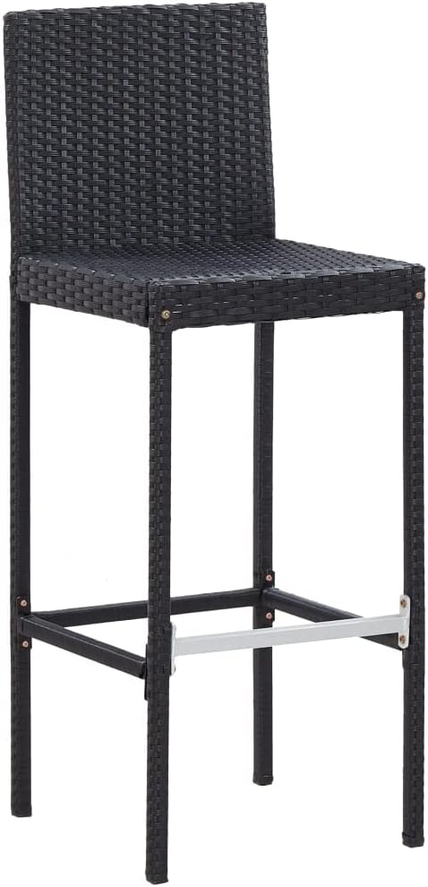 Patio Bar Set with Cushions,Patio Lounge Set,Outdoor Furniture,Outdoor Furniture Sets,Patio Conversation Sets,for Garden,Deck,Backyard,5 Piece Poly Rattan Black