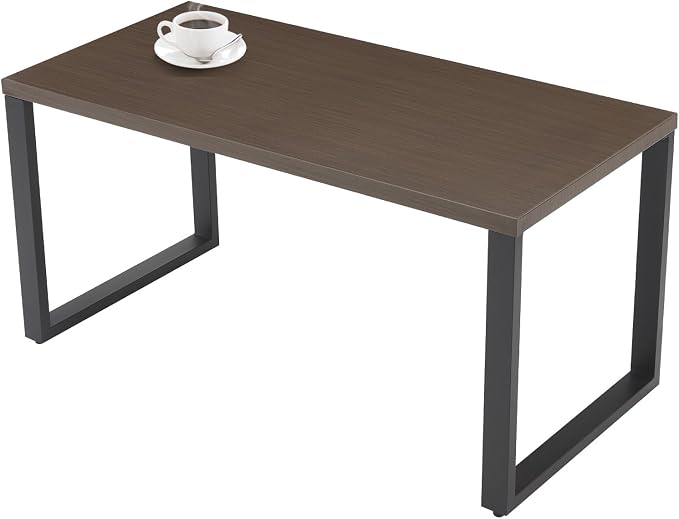Belord Patio Coffee Table: Rectangular Heat Transfer Top Metal Outdoor Coffee Table with Storage, Anti-Rust Frame Modern Outdoor Table Furniture, 59" W Brown
