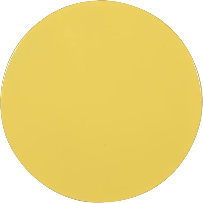 Set of 2 Yellow Metal Outdoor Side Tables, Round Patio End Tables, Weather Resistant Accent Stools, Geometric Cutout Design, Indoor & Outdoor Decorative Tables for Garden, Balcony, Living Room