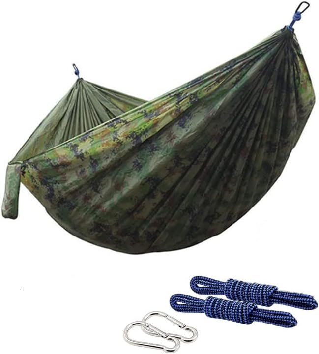 NOBRIM Camping Hammock Light Portable Hammock Nylon Color Matching Hammock Outdoor High Capacity for Double Person Recreation Vacation