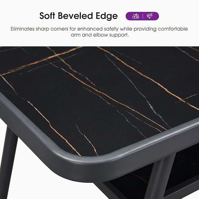 PURPLE LEAF Outdoor Aluminum Counter Height Bistro Stool Table with Waterproof Top for Balcony Dark Grey