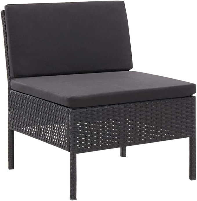 Patio Lounge Set with Cushions,Outdoor Furniture,Outdoor Furniture Sets,Patio Conversation Sets,for Garden,Deck,Backyard,3 Piece Poly Rattan Black