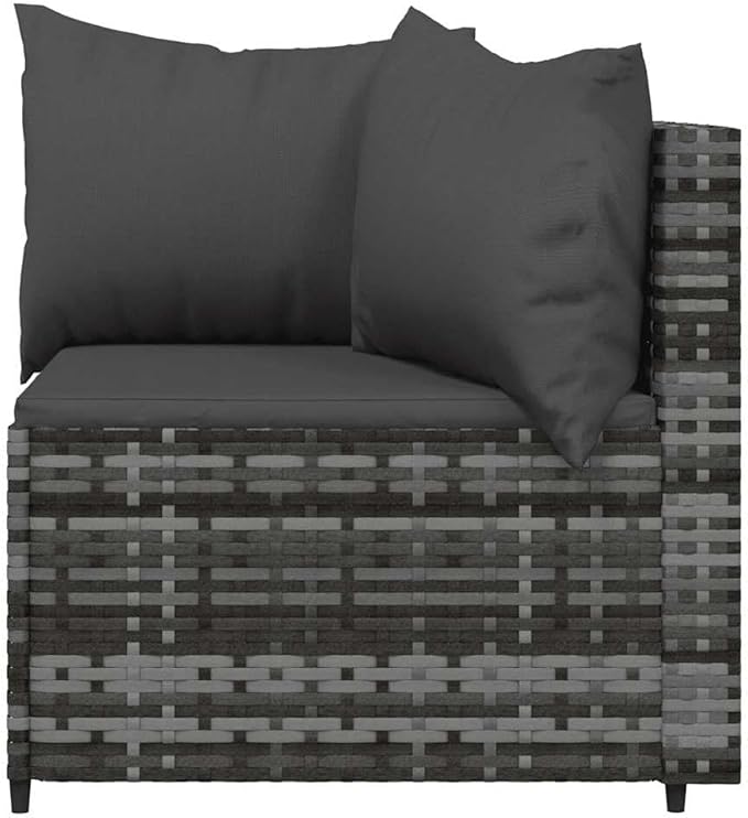 Outdoor Corner Sofa Set Grey 24.8 x 9.8 x 22.6 in, PE Rattan Patio Couch with Washable Cushions, Powder-Coated Frame, Seats 2 on Balcony or Small Deck for Garden and Terrace
