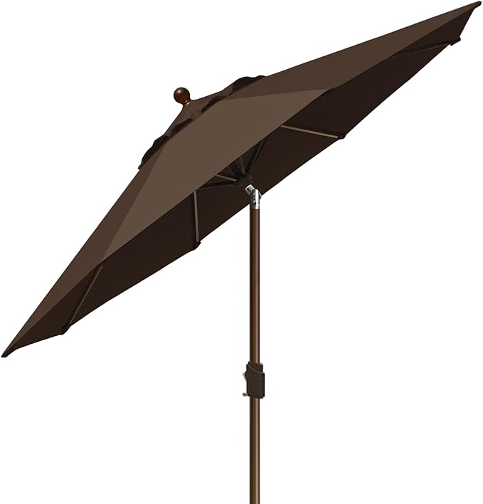 EliteShade USA 10-Year-Non-Fading 9Ft Market Patio Umbrella, UPF 50+ UV Protection Performance Sun Umbrella, Heavy Duty Commercial Grade Outdoor Table Umbrella with Crank & Tilt, Windproof Vented Top for Garden, Pool, Deck and Outdoor Playsets, Chestnut