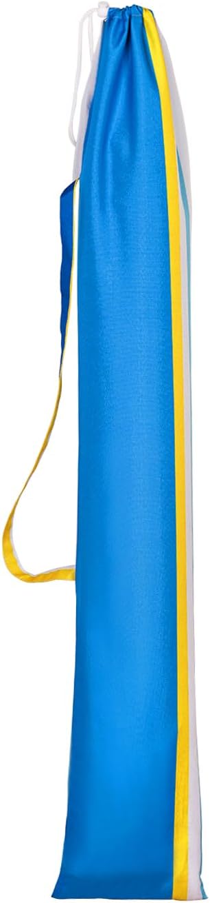 paramondo 7ft Beach Umbrella with Sand Anchor Air Vent Push Button Tilt and Crank, Portable Sunshade Outdoor Patio Umbrella with 8 Sturdy Ribs for Garden, Deck, Backyard, Pool and Beach