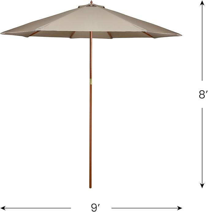 Northlight 9ft Outdoor Patio Market Umbrella with Wooden Pole, Tan
