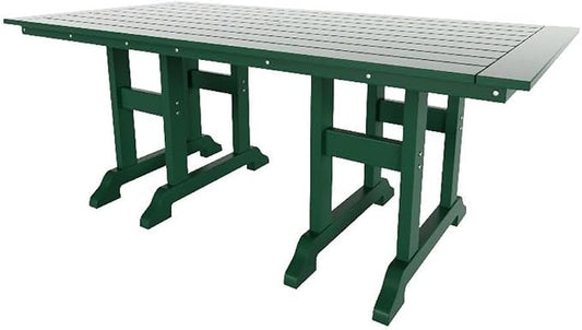 Costaelm Rectangle Outdoor Dining Tables, 71'' Patio Table with Umbrella Hole for 6 Person, Balcony Outdoor Buffet Table, Porch Tables for Outside Lawn Porch Bistro Furniture, Dark Green