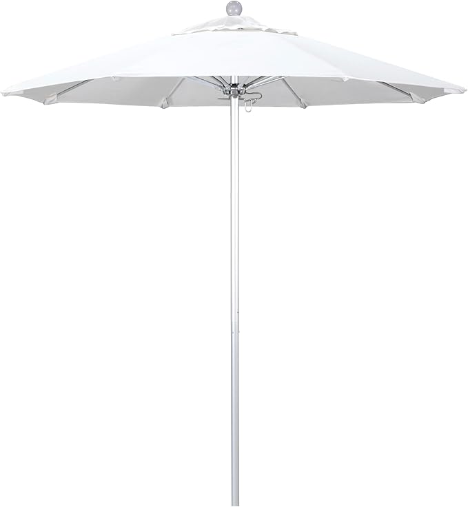 California Umbrella 7.5' Rd. Venture Series Contract Grade Patio Umbrella, Push Open Pin Stop, Silver Finish