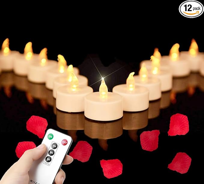24Pack LED Tea Light Remote Control Battery Operated Flameless Candles Realistic and Bright Flickering Long Lasting 400 Hours Electric Candles for Christmas Home Party Wedding Decor (Warmyellow)