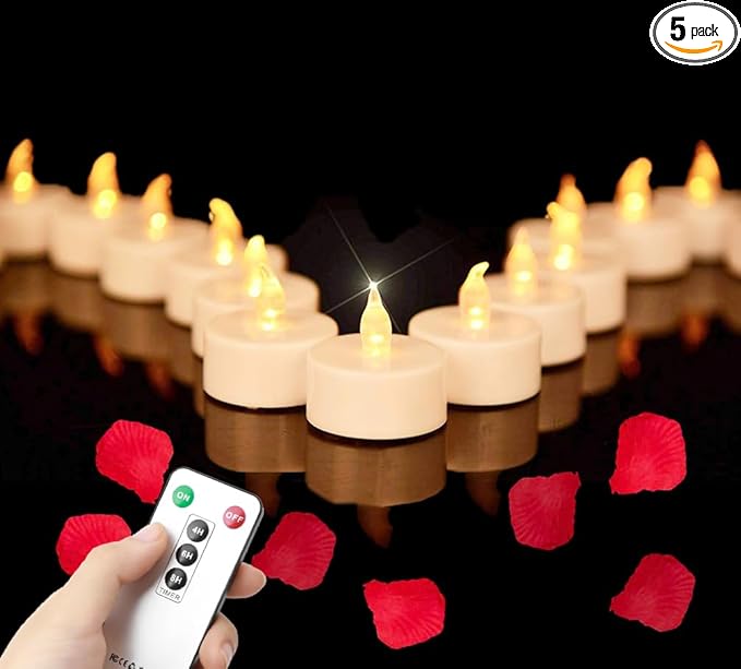 Hanzim Tea Light Candles with Remote Control,Flickering Flameless LED Candle,Long Lasting 400+Hours,Battery Operated with Timer for Home Decoration Seasonal &Festival Celebration WarmYellow (24pcs)