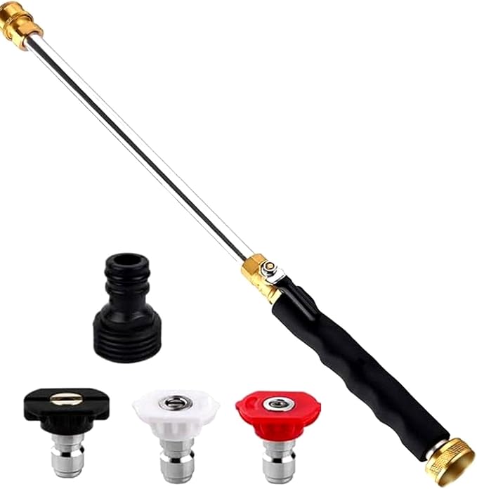 Jet Nozzle Power Washer for Garden Hose, 2026 Pressure Washer Wand with 3 Interchangeable Nozzles, Pressure Washer Nozzle for Car Washing Patio Garden Outdoor Cleaning (Black)