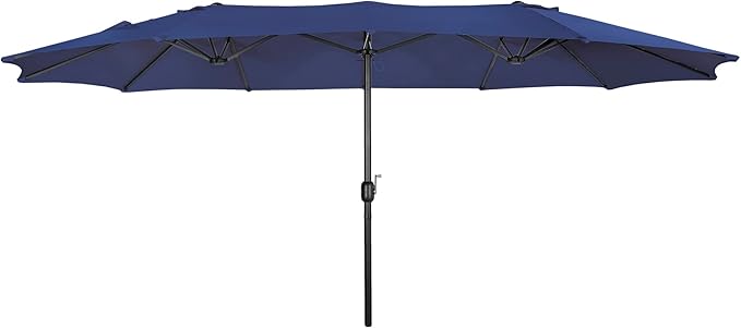 WO Home Furniture Patio Umbrella Twin Double (Extra Long) Outdoor Extra Long Umbrella 15' ft x 9' ft