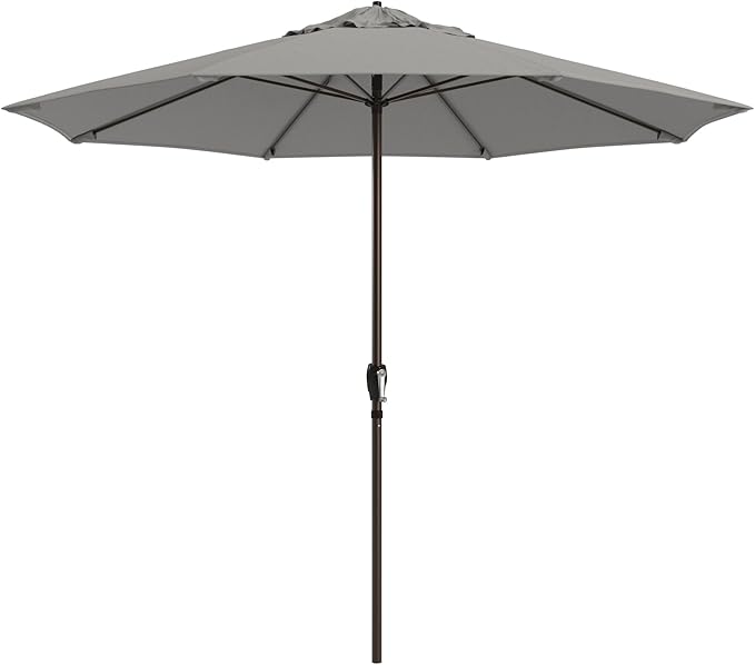 California Umbrella 12-Year Protection 9-Ft Outdoor Patio Umbrella, Sunbrella Fade-Resistant Fabric, Auto-Tilt, Heavy Duty Aluminum Frame, 8 Reinforced Ribs for Pool or Deck, Bronze Pole, Granite