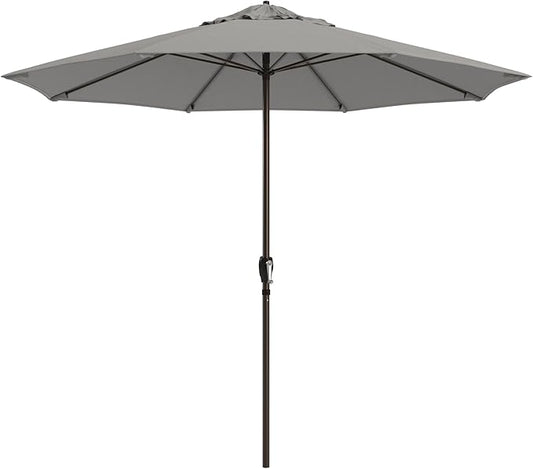 California Umbrella 12-Year Protection 9-Ft Outdoor Patio Umbrella, Sunbrella Fade-Resistant Fabric, Auto-Tilt, Heavy Duty Aluminum Frame, 8 Reinforced Ribs for Pool or Deck, Bronze Pole, Granite