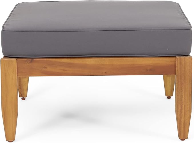 Christopher Knight Home Aston Outdoor 3 Seater Sofa Chat Set with Ottoman - Acacia Wood - Teak/Dark Gray