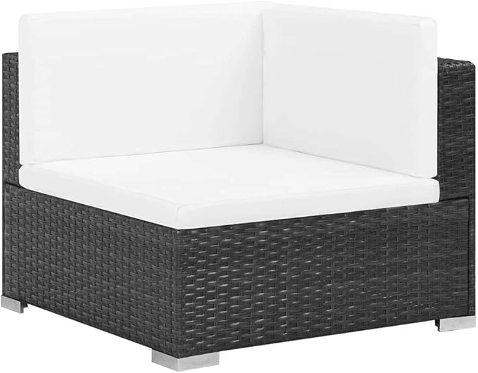 vidaXL Patio Furniture Set 6 Piece, Patio Conversation Set with Cushions, Outdoor Sectional Sofa with Table for Garden, Scandinavian, Poly Rattan Black