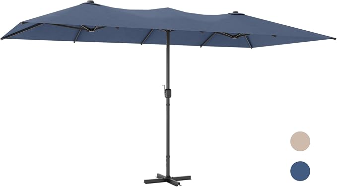 ALAULM 14FT Waterproof Patio Umbrella Outdoor Reversible Rectangular Large Market Umbrella