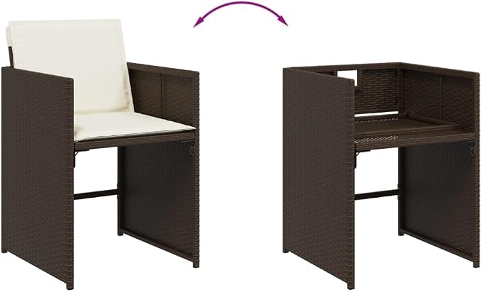 5 Piece Patio Dining Set with Cushions Brown PE Rattan Outdoor Furniture Set for Garden Balcony Backyard