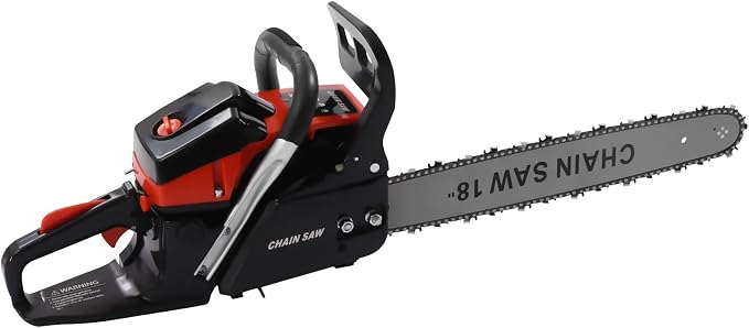 18Inch Gas Chainsaw, 2-Stroke 4.4HP Engine Handheld Gas Power Chain Saw with Air-cooled, Pull Start Petrol Saws Set for Wood Cutting, Garden Pruning, Forest Logging, 10500RPM