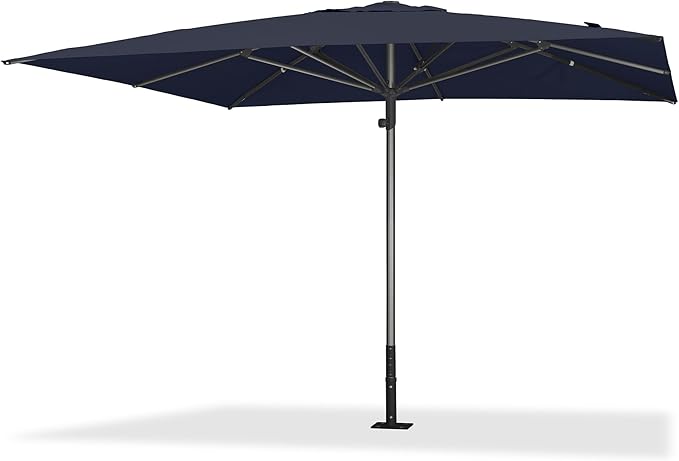 PURPLE LEAF 11 X 11 FT Commercial Square Patio Market Table Sun Umbrella Heavy Duty Semi-Auto Open Reinforced Aluminum Frame for Hotel Restaurant Cafe Poolside Outdoor Dining Garden Business Use Navy Blue