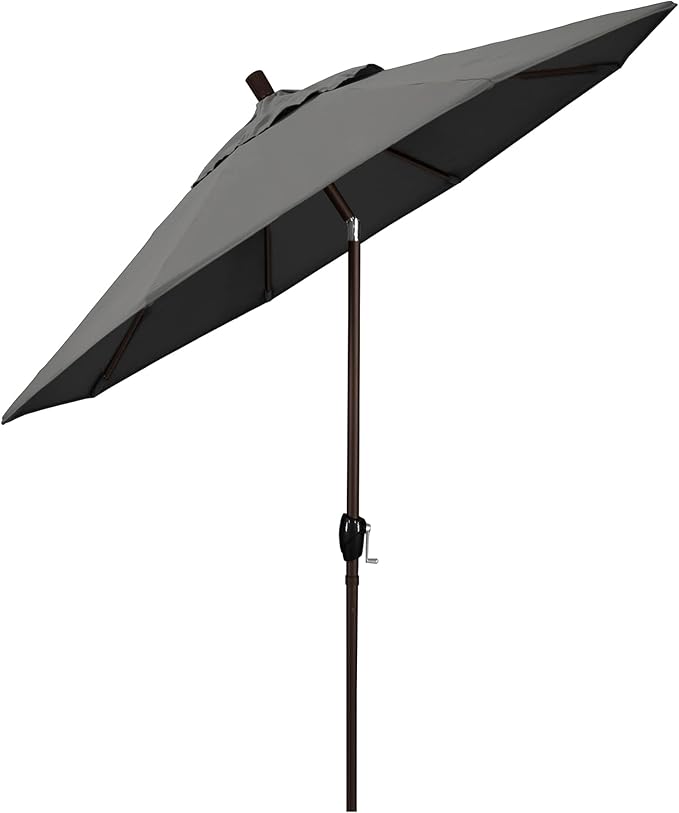 California Umbrella 7.5' Rd Pacific Trail Series Aluminum Patio Umbrella, Crank Lift, Push Button Tilt, Bronze Finish, Sunbrella Charcoal