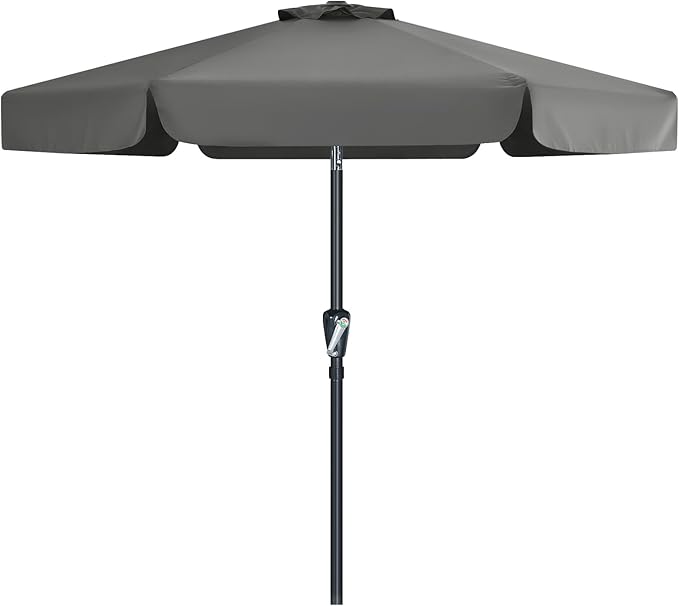 MASTERCANOPY 7.5ft Patio Umbrella with Valance, Crank and Tilt – 6 Ribs Outdoor Market Umbrella, UV/Fade Resistant, Waterproof Canopy with Wind Vent for Garden, Deck, Backyard, Pool (Dark Gray)
