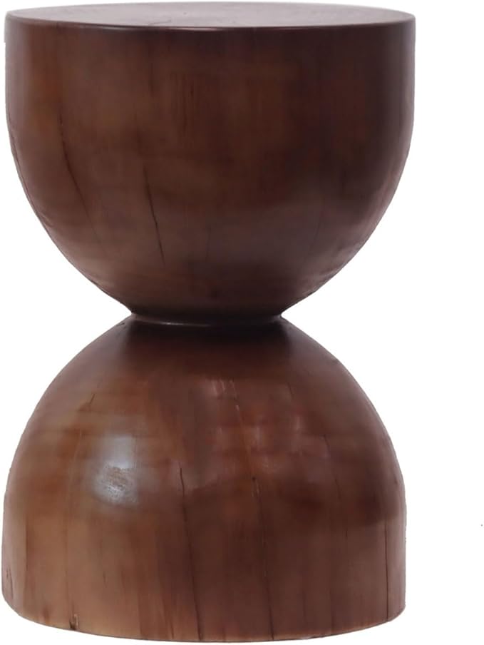 Tree Stump、Wood Side Table、Round Wood Coffee Table, Wooden Stool, Side Table, Round end Tables Living Room(Color:Brown)