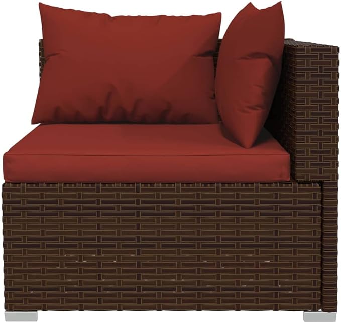 6 Piece Patio Lounge Set with Cushion, Furniture Conversation Sets Piece Patio Set Outdoor Patio Sectional Patio Lounge Set s Poly Rattan Brown