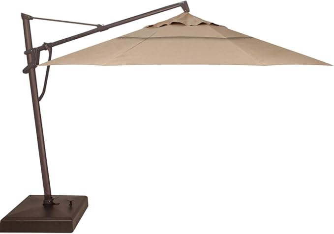 Treasure Garden AKZ PLUS Cantilever Umbrella 13' Octagonal Obravia Sand Canopy and Bronze Frame with Rolling Base