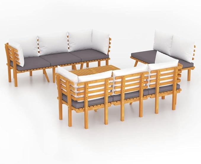Patio Lounge Set with Cushions,Patio Furniture Sets,Patio Conversation Sets,Outdoor Furniture Sets,for Garden,Backyard,Outdoor,8 Piece Solid Acacia Wood