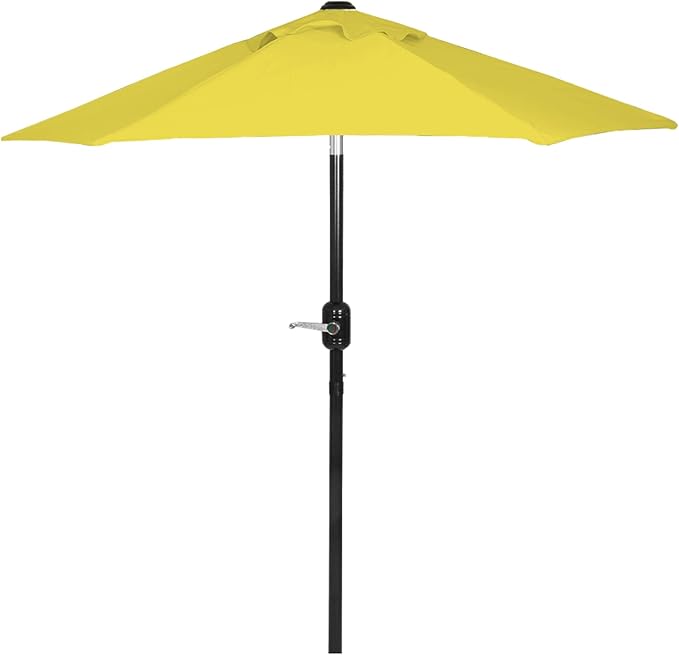 6 Ft Boho Outdoor Patio Umbrella, 6 Foot Patio Table Umbrella, Easy Open/Close Crank and Push Button Tilt Adjustment - Yellow