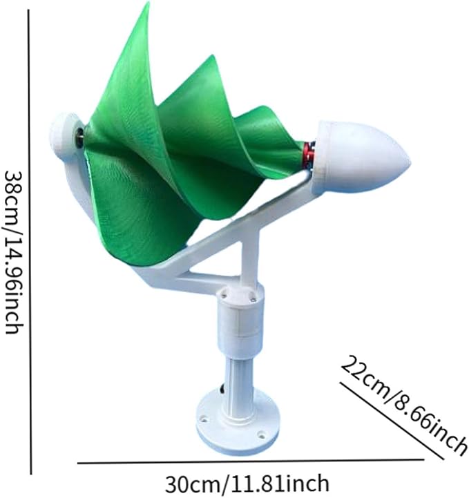 Spiral Wind Generator, Spiral Wind Generator Model, Three-Phase, Brushless, for Outdoor Use, Green