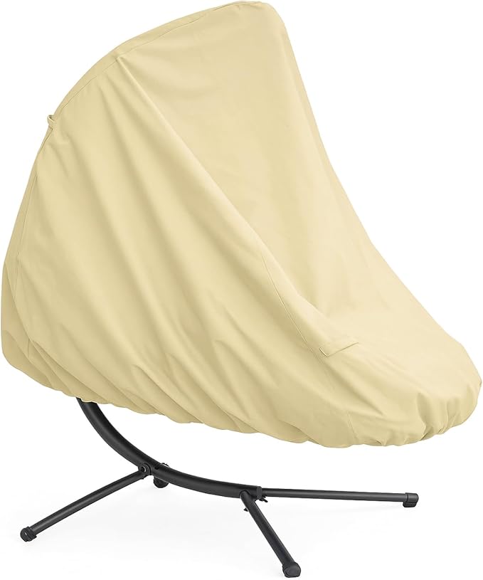 Patio Hanging Chaise Lounge Cover 73 Inch Waterproof 900D Heavy Duty Outdoor Swing Chair Cover for outdoor Hammock (Beige)