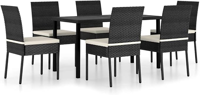 Patio Dining Set,Outdoor Seating Set,Patio Conversation Sets,Patio Table,for The Patio, Deck, Front Porch, Poolside or Balcony Poly Rattan Black