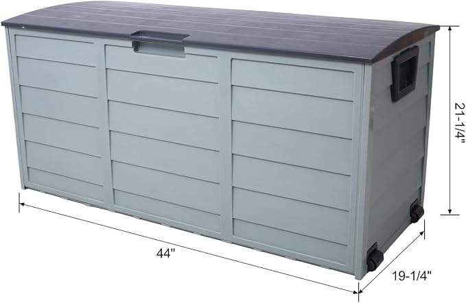 ZeHuoGe 75 Gallon Outdoor w/Wheel Resin Deck Box, Organization and Storage for Patio Furniture Outdoor Cushions, Throw Pillows, Garden Tools, Gray