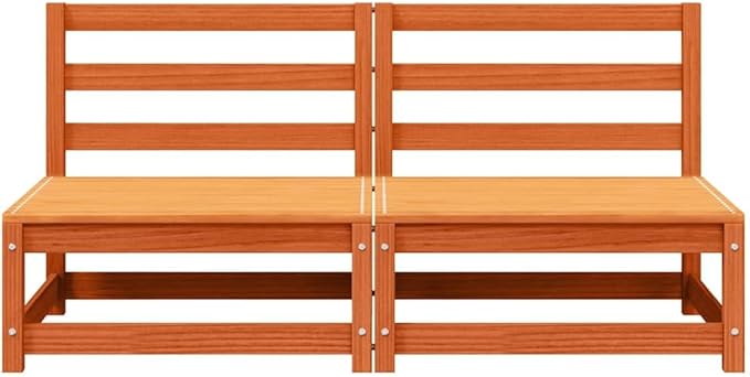 Rustic Outdoor Sectional Sofa Set Brown Solid Pine Wood 27.6" x 27.6" x 26.4" Modular Patio Couch Weatherproof Small Balcony Loveseat for Garden, Terrace, Backyard