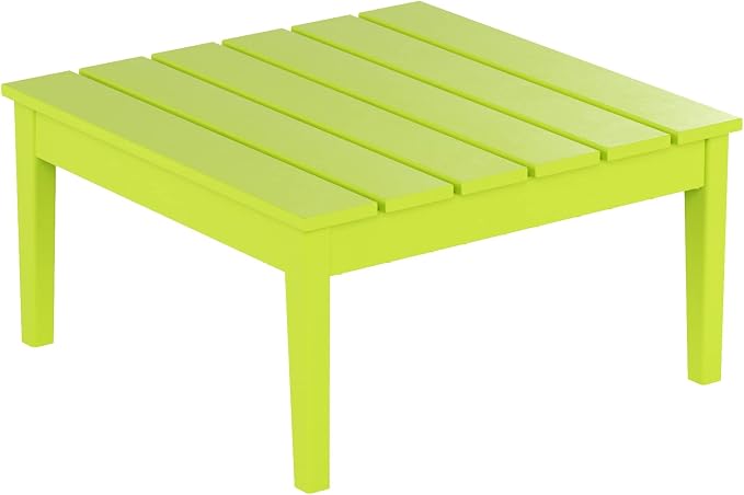 WestinTrends Ashore Outdoor Coffee Table, 32 Inch All Weather Poly Lumber Adirondack Patio Coffee Table Square Low Table, Lime