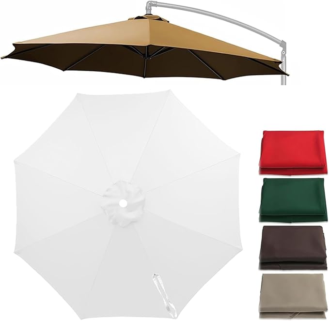 Cantilever Umbrella Replacement Canopy 7.5ft/9ft/10ft/11ft 6/8 Ribs, Fade Resistant Outdoor Offset Patio Umbrella Fabric Cover, Waterproof Shade Top for Deck