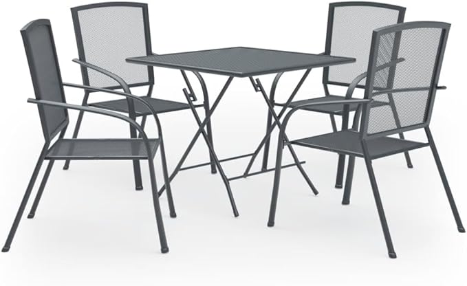 5 Piece Patio Dining Set, Outdoor Sofa Sets Outdoor Lounge Sets Patio Conversation Set Porch Furniture Set for Exhibition Piazza Poolside Negotiation Area Steel Anthracite