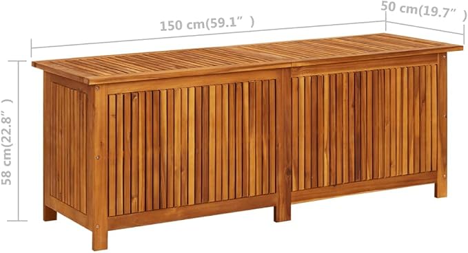 Patio Storage Box,Outdoor Toy Box,StorageBoxes for Organizing,Waterproof，Features Ample Storage Space，Box for Patio Furniture Cushion Storage， 59"x19.6"x22.8" Solid Acacia Wood