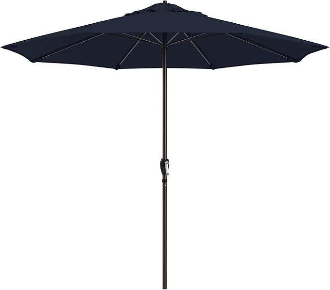 California Umbrella 12-Year Protection 9-Ft Outdoor Patio Umbrella, Sunbrella Fade-Resistant Fabric, Auto-Tilt, Heavy Duty Aluminum Frame, 8 Reinforced Ribs for Pool or Deck, Bronze Pole, Spectrum Indigo