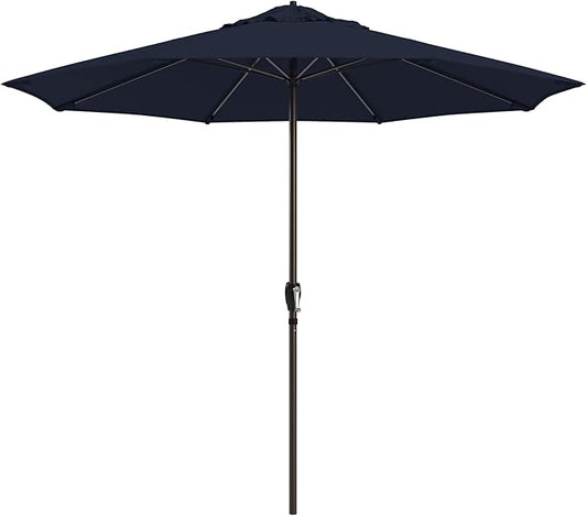 California Umbrella 12-Year Protection 9-Ft Outdoor Patio Umbrella, Sunbrella Fade-Resistant Fabric, Auto-Tilt, Heavy Duty Aluminum Frame, 8 Reinforced Ribs for Pool or Deck, Bronze Pole, Spectrum Indigo