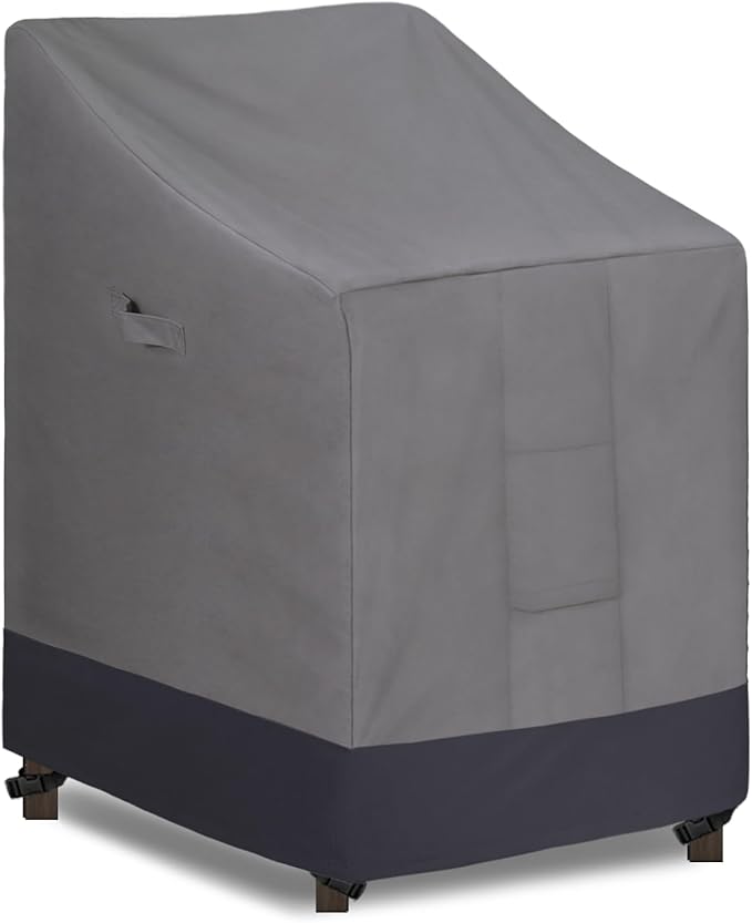 Easy-Going Heavy Duty Outdoor Stackable Chair Cover, Waterproof Patio Chair Cover, Windproof Outdoor Furniture Cover with Air Vent (1 Pack-28Wx36Dx47H inch, Gray/Dark Gray)