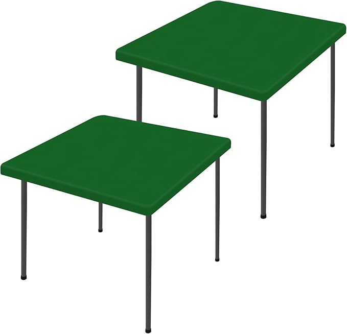 Moosfor Spandex Picnic Table Cloth 2 Pack, Elastic Fitted Tablecloths for Square Tables, Stretch Washable Patio Table Cover for Outdoor, Camping, Banquet and Parties (Emerald Green, 34"x34")