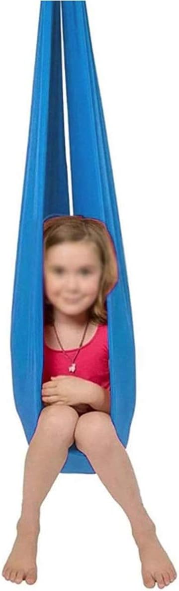 Children's Therapy Sensory Hug Swing Home Hammock for Child Autism ADHD Elastic Wrapped Stable Hanging Chair Up to 440lbs (Color : Sky Blue, Size : 150 x 280 cm)