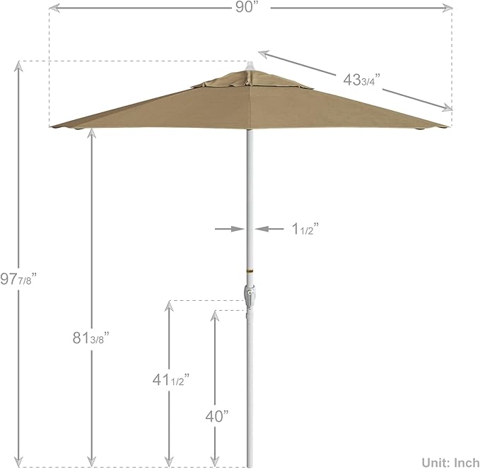 California Umbrella 7.5' Rd Aluminum Patio Umbrella, Crank Lift