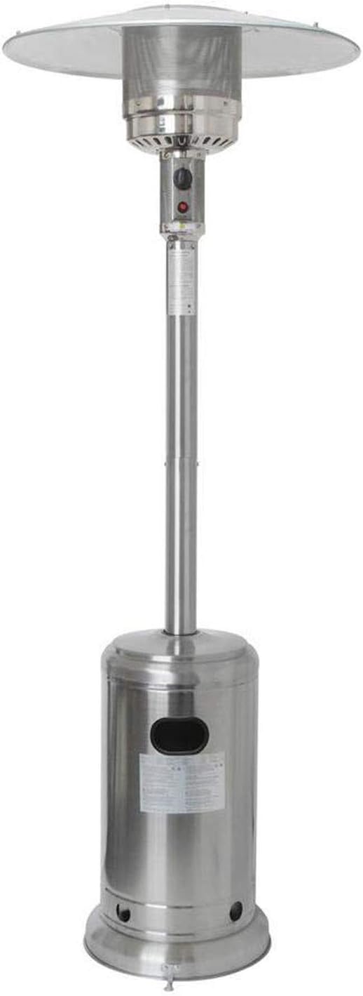 48000 Btu Outdoor Patio Heater, Electric Heater, Propane Patio Heater with Wheels and Table Large, Freestanding Indoor Heater for Garden, Outdoor/Indoor, Quiet Operation, Dust &Waterproof (Silver)