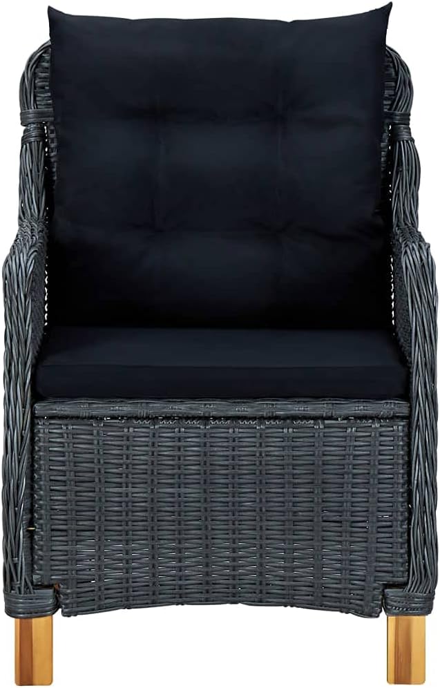 3 Piece Patio Lounge Set with Cushions Poly Rattan Dark Gray, Outdoor Patio Sectional, Outdoor Sofa Set, Furniture Conversation Sets, Outdoor Porch Furniture for Balcony, Yard